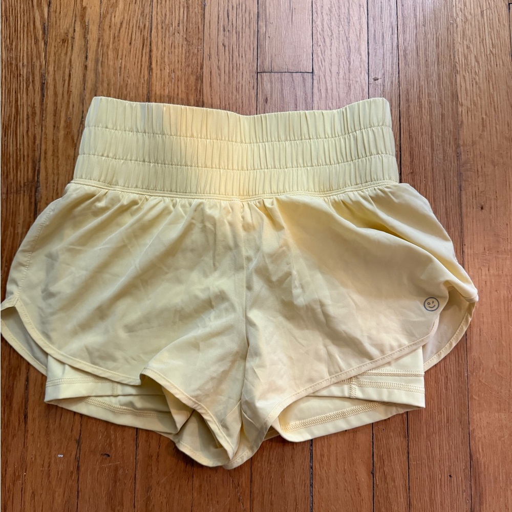 Gilly Hicks Pale Yellow Athletic Shorts with Wide Elastic Waistband